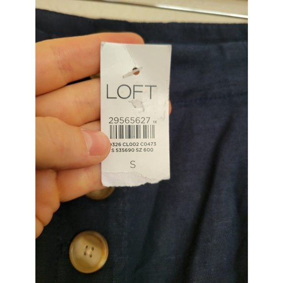 NWT womens Loft linen ankle pant Size small blue navy color - Picture 7 of 8